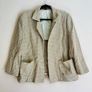 LINDA ALLARD ELLEN TRACY Houndstooth Blazer Women's Size 12 sport coat Jacket